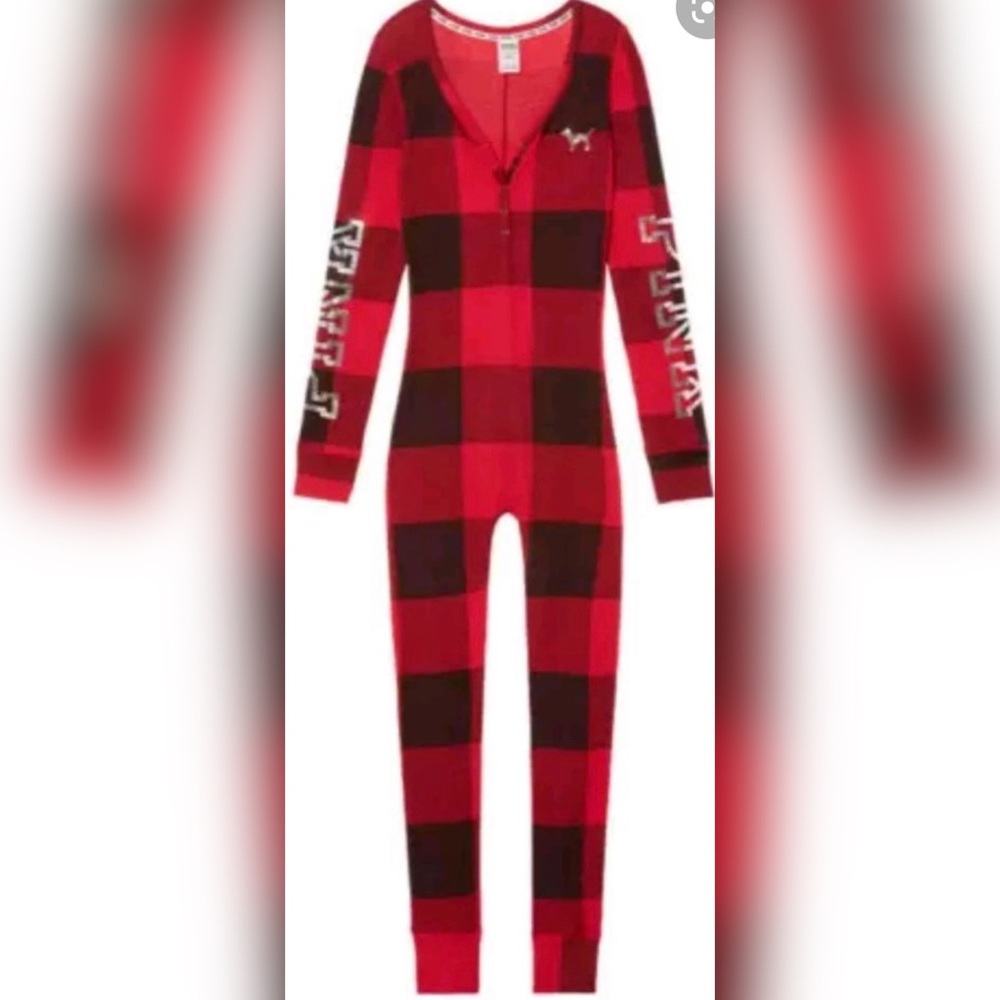 Victoria’s Secret PINK Onesie Pajama Plaid Small